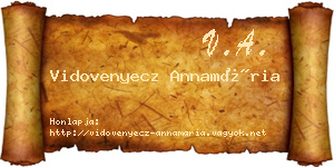 Vidovenyecz Annamária névjegykártya