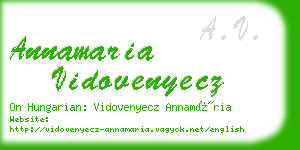 annamaria vidovenyecz business card